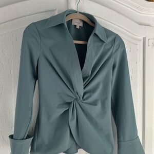 Cinq A Sept Ocean Dew Twist Front Mckenna Long Sleeve Top XS